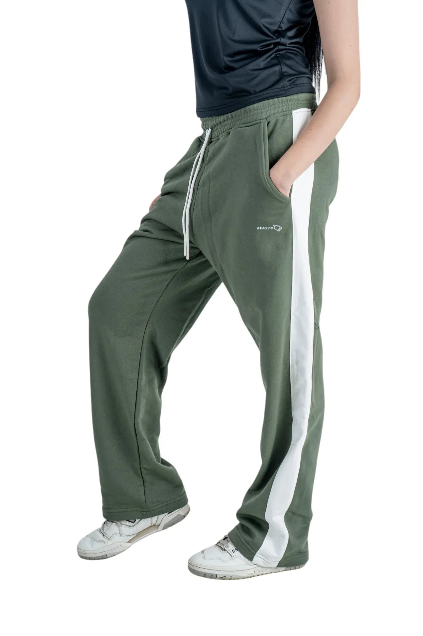 Beastr Unisex Stripe Sweatpants - Olive - BEASTR