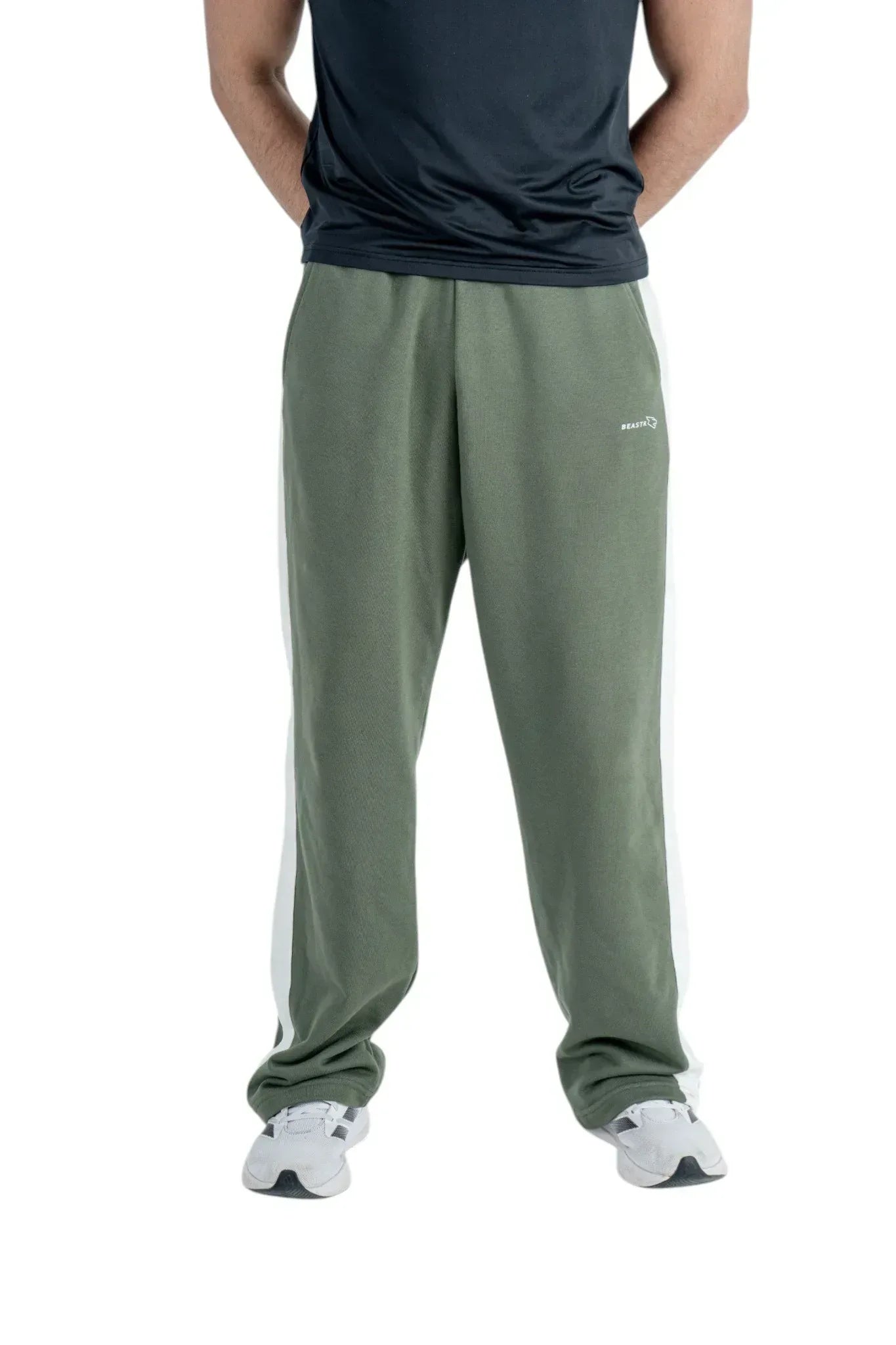 Beastr Unisex Stripe Sweatpants - Olive - BEASTR