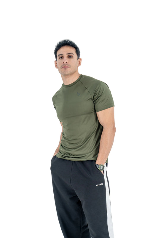 Olive Tee+Black sweatpants - BEASTR