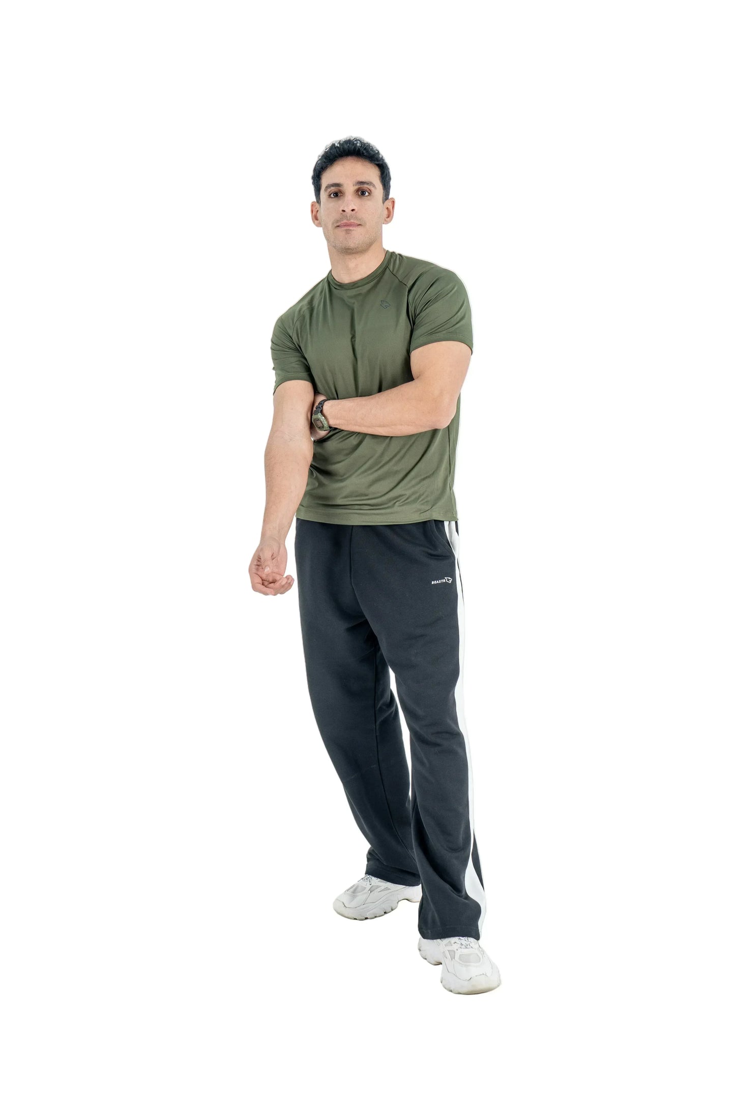 Olive Tee+Black sweatpants - BEASTR